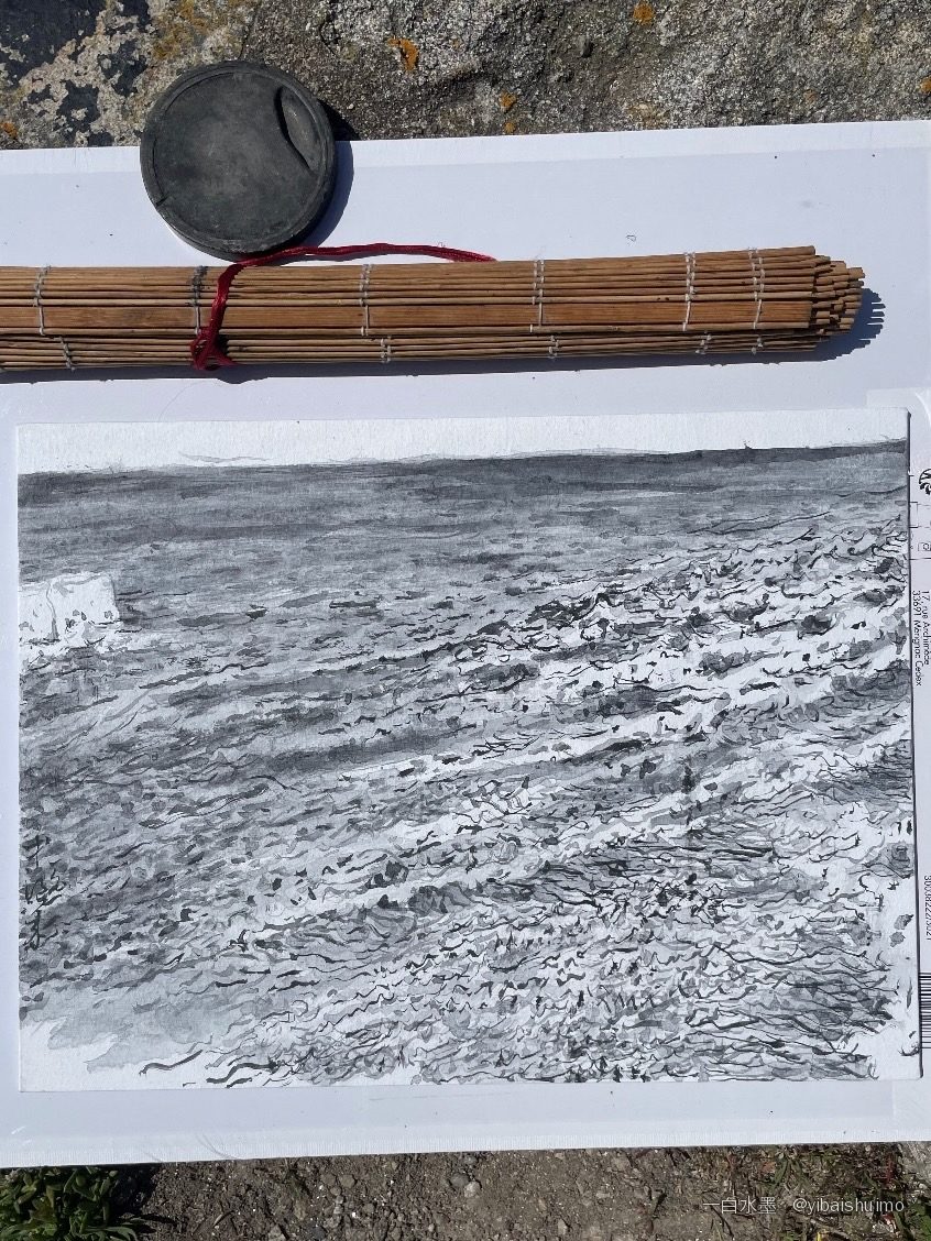 Attendre la vague, 2026 — Encre